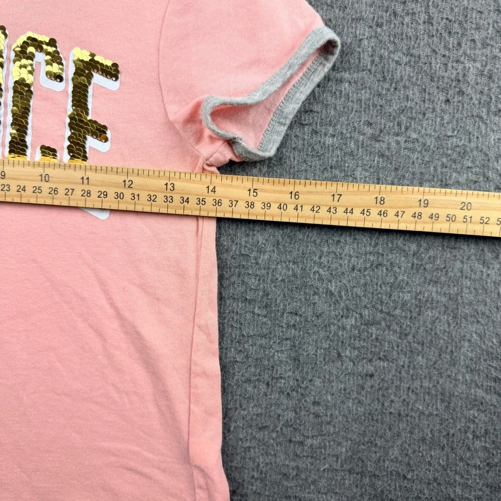 Justice Girls Size 8 Pink Flip Sequin Short Sleeve Ringer Tee‎ Shirt